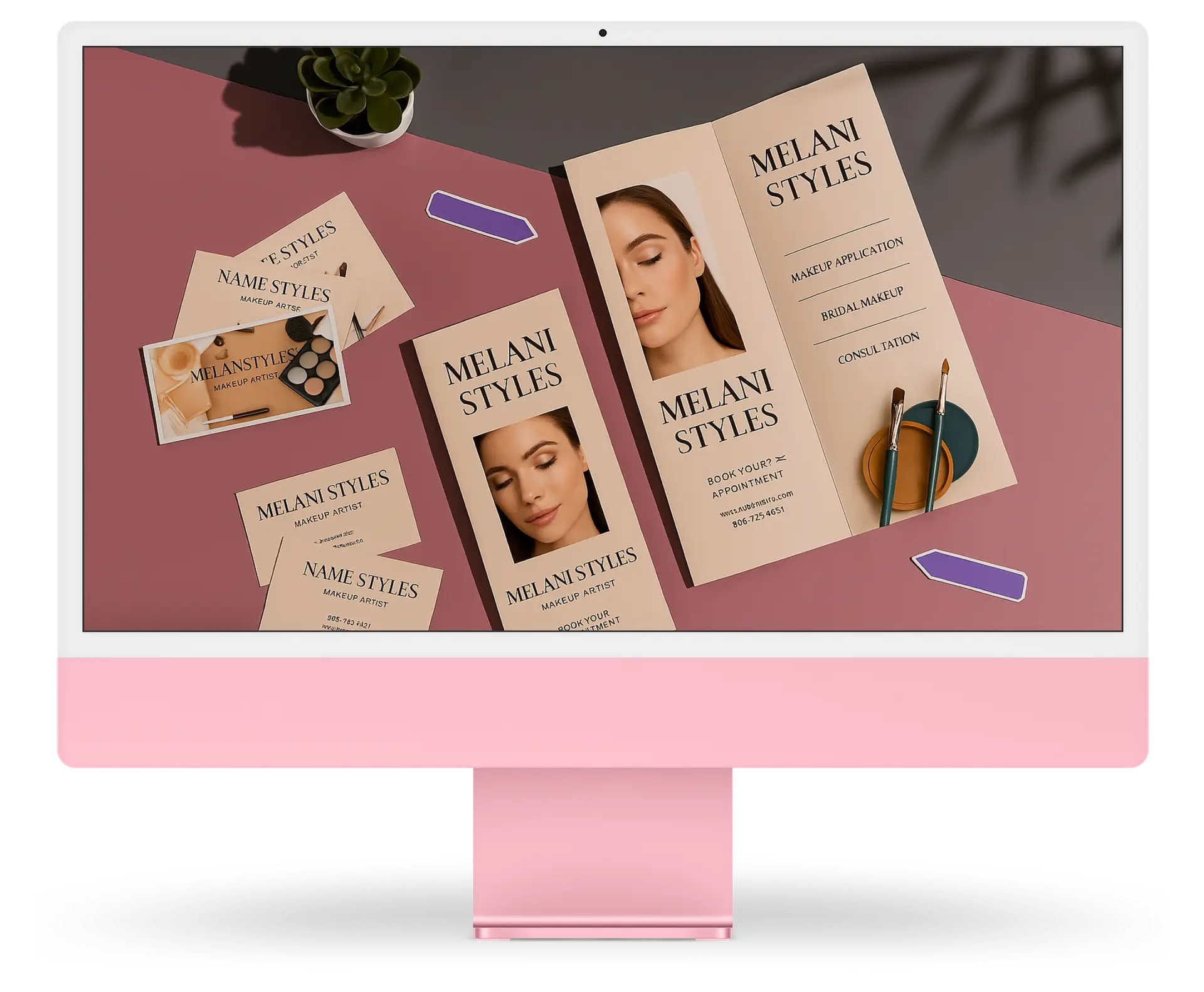 Conception graphique d’identité visuelle complète pour entreprise — brochure, dépliant, logo et image de marque réalisés par NBAV par Nadia Beauvais, artiste virtuelle à Laval et partout à travers le Québec